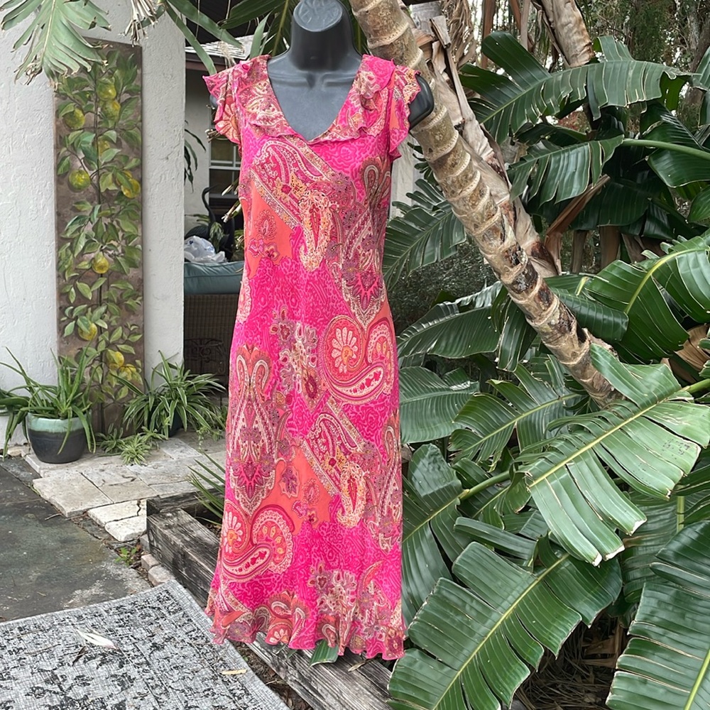 Vintage bias, cut silk ruffled dress